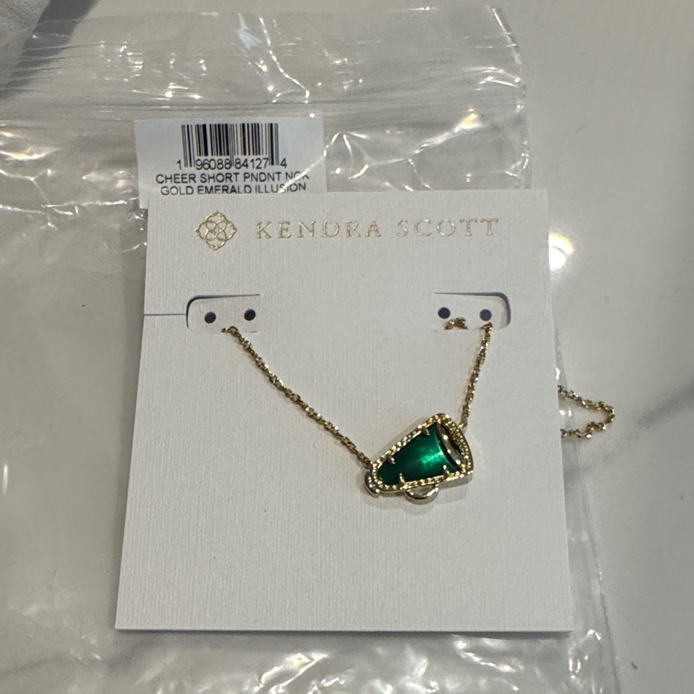 Kendra Scott Gold Necklace with Green Pendant